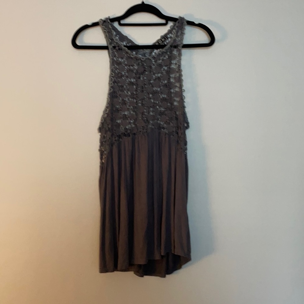 Grey flower lace top